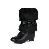 Women's Cute Low-Top Boots With Built-in Heel And Bow Accent