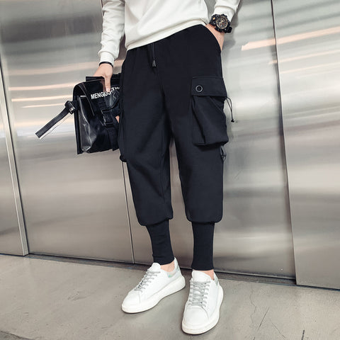 Men's Hong Kong-style Slim-fit Multi-pocket Work Pants