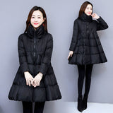 Women's Winter Cotton Coat With A Stand-up Collar And Padded Hem