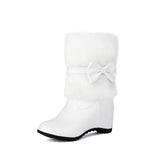 Women's Cute Low-Top Boots With Built-in Heel And Bow Accent