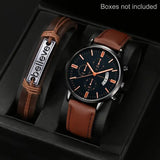 Men's Black Minimalist Quartz Watch Set