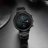 Simple Trend Three-eye Calendar Alloy Band Quartz Watch