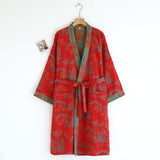 Women's SpringSummer Jacquard Woven Pure Cotton Double-Layer Gauze Nightgown