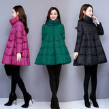 Women's Winter Cotton Coat With A Stand-up Collar And Padded Hem