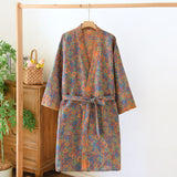 Women's SpringSummer Jacquard Woven Pure Cotton Double-Layer Gauze Nightgown