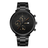 Simple Trend Three-eye Calendar Alloy Band Quartz Watch