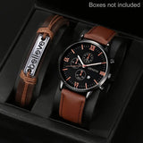 Men's Black Minimalist Quartz Watch Set