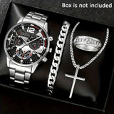 Men's Black Minimalist Quartz Watch Set
