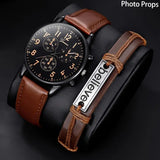 Men's Black Minimalist Quartz Watch Set