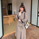 Retro Commuter-Style Mid-Length Colorblock Loose Coat