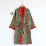 Women's SpringSummer Jacquard Woven Pure Cotton Double-Layer Gauze Nightgown