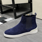 Men's High-top Slip-on Shoes With Soft Sole, Made From Suede LeatherLightweight And Casual