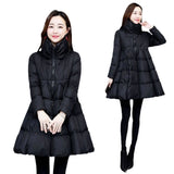 Women's Winter Cotton Coat With A Stand-up Collar And Padded Hem