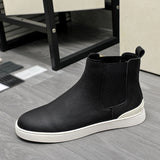 Men's High-top Slip-on Shoes With Soft Sole, Made From Suede LeatherLightweight And Casual
