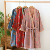 Women's SpringSummer Jacquard Woven Pure Cotton Double-Layer Gauze Nightgown