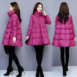 Women's Winter Cotton Coat With A Stand-up Collar And Padded Hem